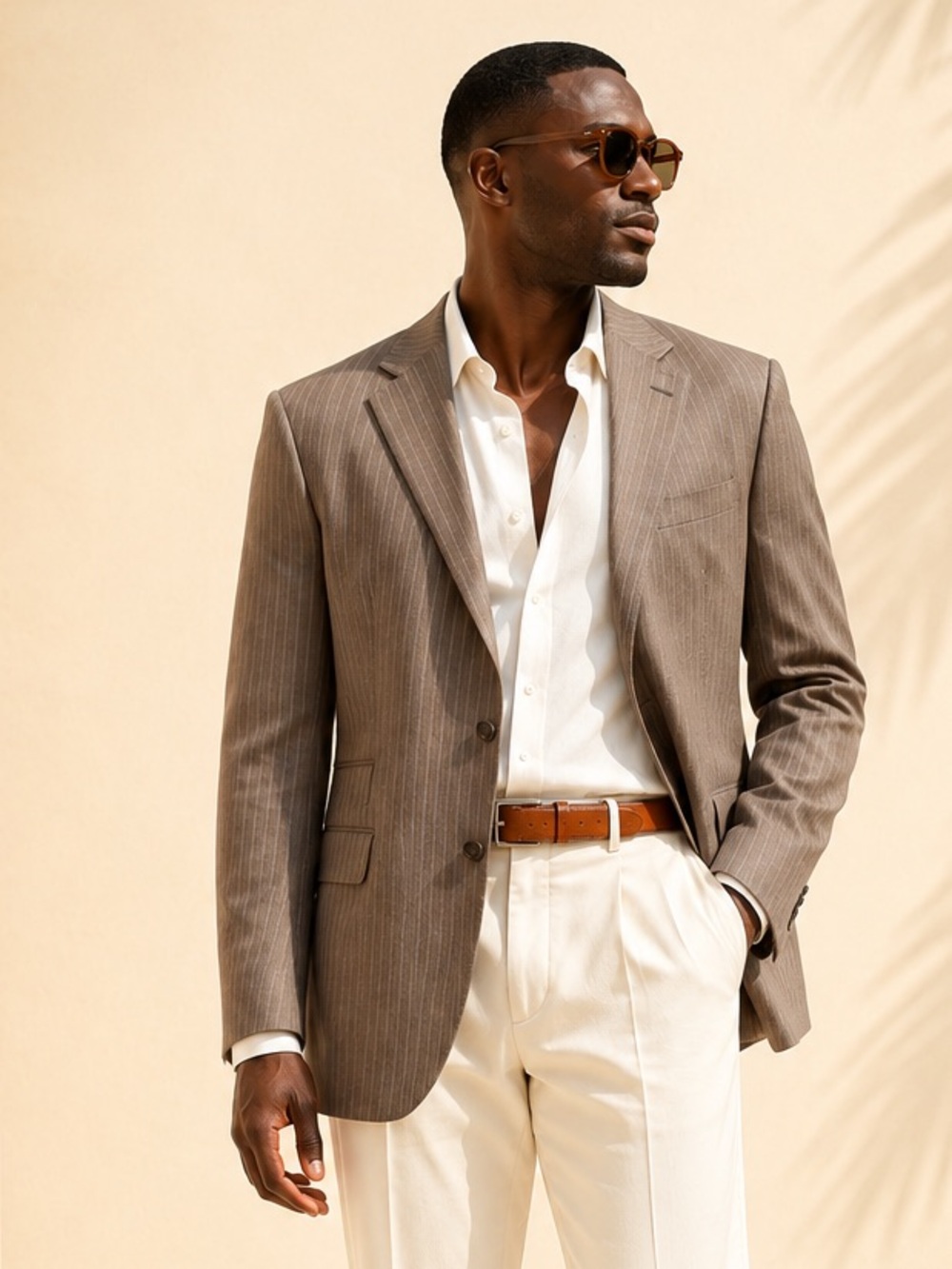 Dolce&Gabbana Men’s Blazer Pinstripe 2 buttons Wool Silk Gray Taupe Sz 48L US